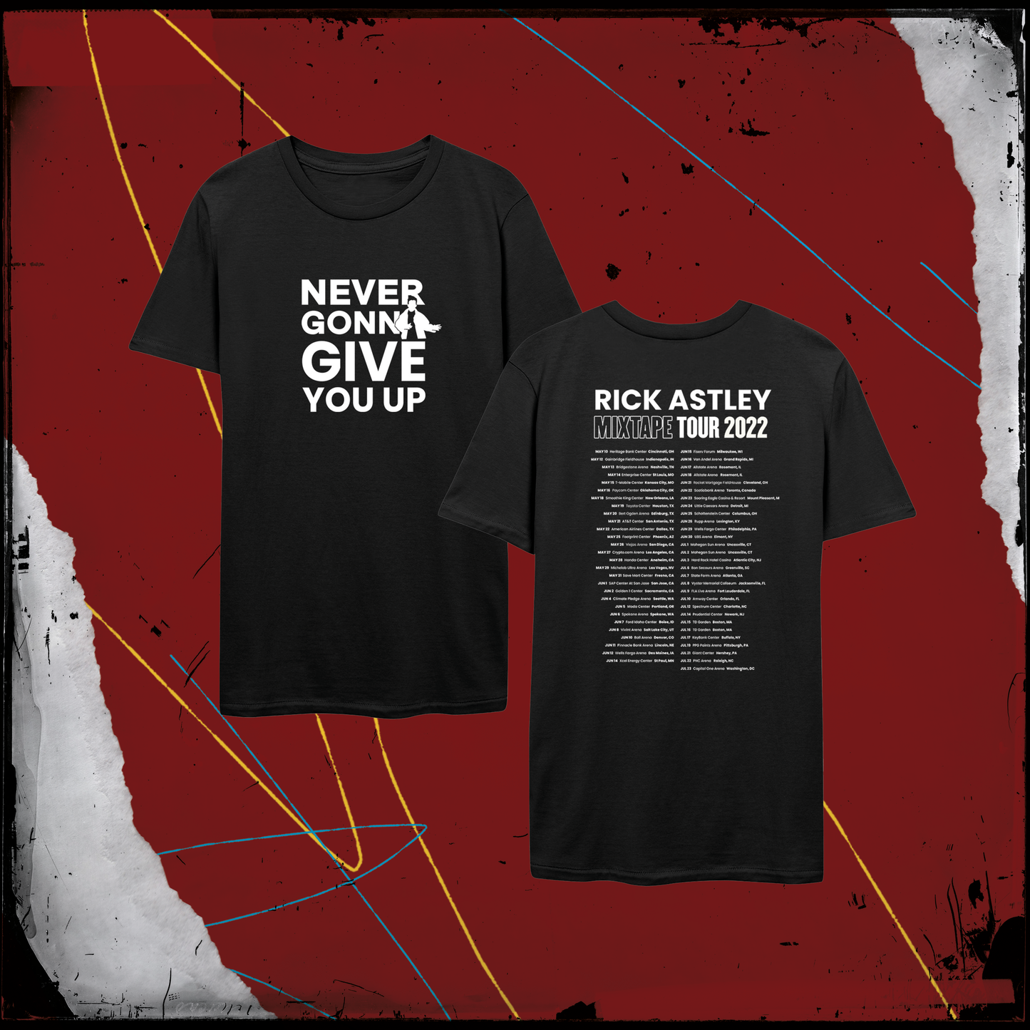 Never Gonna Give You Up US Tour T-Shirt Black